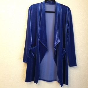 Stretch velvet blue jacket L